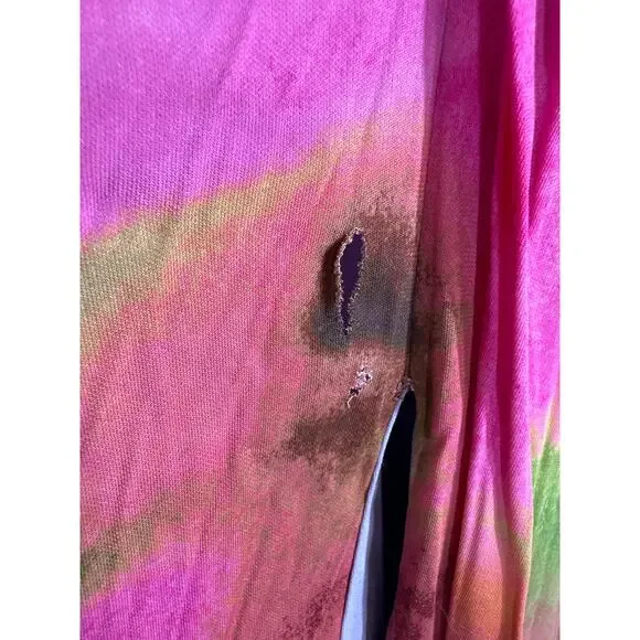 AMUR Ella Dress Abstract Floral Printed Jersey Asymmetric Draped Maxi Multi 10 - Picture 4 of 9